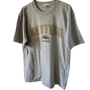 Vintage MJ Soffee Gray Tee Shirt Large Western Michigan University Broncos